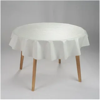 Laro Wachstuch-Tischdecke rund 140 cm Weiß