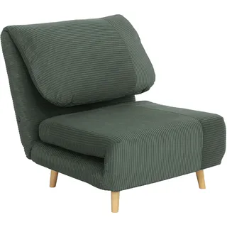 Homcom 2-in-1 Schlafsofa Schlafsessel Verstellbar Klappmatratze Gästebett Im Cord-optik, Für Schlafzimmer, Wohnzimmer Grün 82 X 89 X 83 Cm