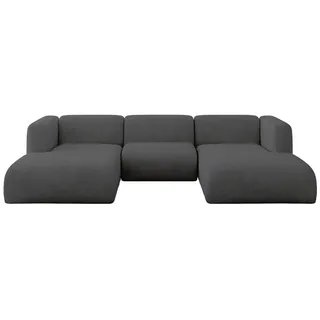 altdecor Wohnlandschaft MIRA-U1 Velours 4-Sitzer Dunkelgrau