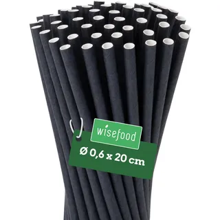 Wisefood Papier-Strohhalme Ø 0,6 x 20 cm 500 St. Schwarz
