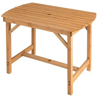 KOMFOTTEU Gartentisch Balkontisch, mit Schirmloch, für 4-6 Personen beige