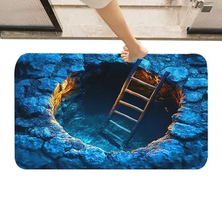 Generisch 3D Teppich, 80x50cm 3D Teppich Optische Täuschung, rutschfest 3 D Fussmatte Optische Täuschung, Saugfähig Fussmatten Haustür, Kristallvelours, Für Badezimmer, Schlafzimmer