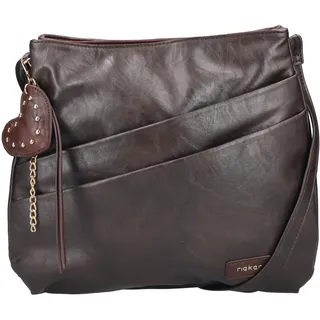 Umhängetasche RIEKER, Damen, Gr. B/H/T: 24cm x 27cm x 6cm, braun (dunkelbraun), Lederimitat, Taschen Umhängetasche, Schultertasche, Damen Handtasche mit zwei Hauptfächern
