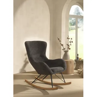 Schaukelsessel VIPACK Sessel Gr. Bouclé, B/H/T: 76 cm x 101 cm x 110 cm, grau Schaukelsessel in flauschigem Bouclé Stoff, sehr bequem zum entspannen, zwei Farben