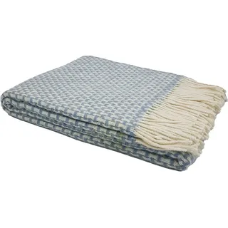 Wohndecke Merinowolle | Plaid/Wohndecke | Hellblau/Weiß