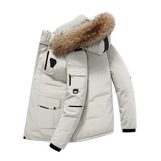 Herren Daunenjacke Big Goose Herbst und Winter verdickter Mantel im kanadischen Stil Warmer Schneemantel (Color : White, Size : XL)
