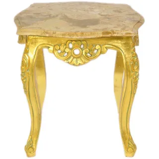 Casa Padrino Barock Beistelltisch Gold mit cremefarbener Marmorplatte 55 x 55cm
