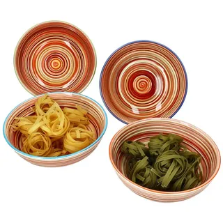 MamboCat Pastateller 4er Set Linea Spaghetti-Bowl Ø22,5cm 800ml gestreifte Pastateller