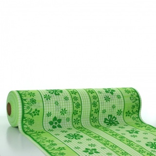 Sovie HORECA Tischläufer Joni in Grün aus Linclass® Airlaid 40 cm x 24 m, 1 Stück - Frühling Blumen