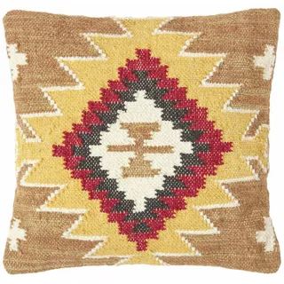 Homescapes Kelim-Kissen, Mehrfarbig, Textil, Ethno, Füllung: Federn, Quadratisch, 45x45 cm, Wohntextilien, Kissen, Dekokissen