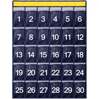 Qivine Handygarage Schule, 30 Taschen Handy Parkplatz mit 4 Türhaken | 80 x 60 cm Oxford Stoff Mobile Phone Taschen, Handy Aufbewahrungstasche mit 30 Nummerierte Taschen für Klassenzimmer