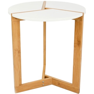 Nordic Style Beistelltisch 40 x 45 cm Holz Tisch Rund Couchtisch Nachttisch Weiß