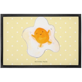 Fußmatte 60 x 90 cm Spiegelei Ei - Gelb Pastell - Geschenk, lustige Sprüche, F, Mr. & Mrs. Panda, Höhe: 0.3 mm, Gummirand und Design gelb