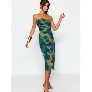 Trendyol Midikleid (1-tlg) Drapiert/gerafft bunt|grün 38