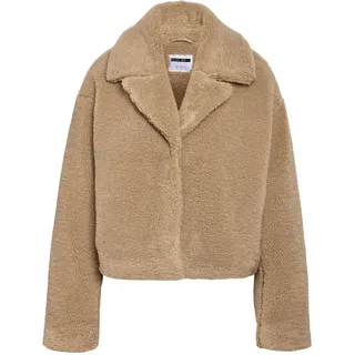 NOISY MAY Damen Übergangsjacke mit Teddyfell-Optik und Reverskragen - x_s