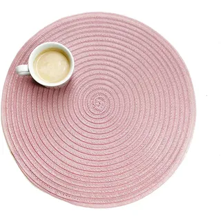 Daesar Platzdeckchen Tischset Abwaschbar rutschfest, Rund Rosa Tischmatte Platzmatte 2er Set Vinyl 38x38CM