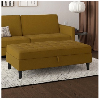 Dorel Home Stauraumhocker Presley, Polsterhocker mit Stauraum, frei im Raum stellbar, Sitzhöhe 43 cm gelb