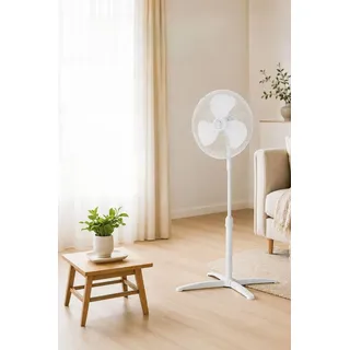Opviq Kumtel High-Performance White Fan, 40 cm Diameter, Adjustable Height, 80° Oscillation, 3 Speed Levels, Copper Motor, 100% ABS | Perfect for Home & Office