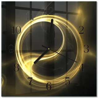 Tulup Wanduhr Stilvolle Wanduhr für Küche Flur und Wohnzimmer (Abstraktionskreis, Gelb) schwarz