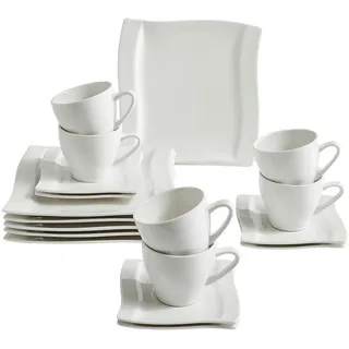 Novel Kaffeeservice Swing, Weiß, Keramik, 18-teilig, Wellen, 220 ml,220 ml, Lfgb, Essen & Trinken, Geschirr, Geschirr-Sets, Kaffeeservice