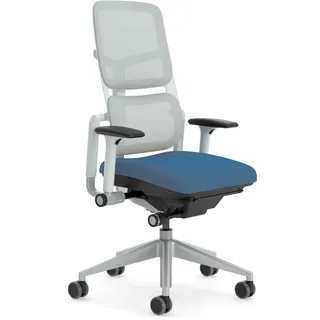 Steelcase Ergonomischer Bürostuhl: Please Air, Kobalt/Möwengrau | Unabhängige Rückenlehnenverstellung, Premium-Materialien, bis 150 kg und 190 cm, sitzkomfort