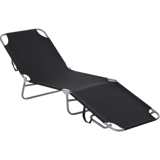 Outsunny Sonnenliege Campingliege klappbarer Liegestuhl verstellbare Rückenlehne Gartenliege bis 120 kg belastbar Oxford Schwarz   Aosom.de