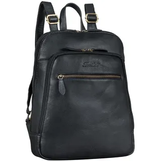 Benthill Rucksack Echt Leder - Damen Herren Daypack - Backpack Lederrucksack - Cityrucksack, Farbe:Schwarz
