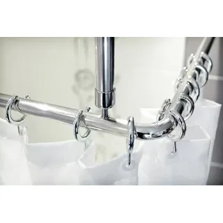 ALU DECKENHALTERUNG EXTRA LANG 120cm! FÜR WINKELSTANGE DUSCHSTANGE DUSCHVORHANGSTANGE BARRIEREFREI! UNDERSEILING OF CORNER ROD! (silber glänzend)