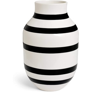 Kähler Vase H31 cm Omaggio Originaldesign mit handgemalte Streifen, schwarz