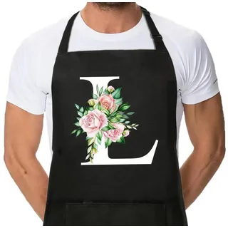 LuxusKollektion Kochschürze Kochschürze Herren Damen 2 Taschen Wasserdicht LOVE Rose schwarz