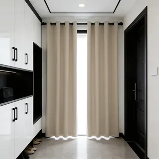 WUXXIANG Thermovorhang 45 x 190 cm Kälteschutz, Hitzeschutz, Blickdicht, Modern, Wunderschön, Weich, Dicker, mit Ösen Thermo Gardinen für Schlafzimmer, Arbeitszimmer, Beige