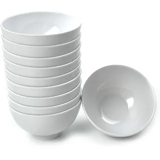 EWEIGEER Kleine Melamin-Schüsseln für Müsli, Reis, Suppe, Dessert, Snacks, Süßigkeiten, Eis, Pudding, Obst, Salat, Beilagen, Mini-Kunststoffschüssel, 11,4 cm, Weiß