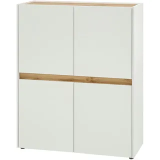 furn.design Highboard 100 x 120 x 40 cm Weiß / Eiche Wotan
