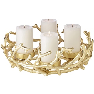 EDZARD Adventskranz Porus Gold, Geweih-Design, Aluminium vernickel, Durchmesser 30 cm, für Kerzen Durchmesser 6 cm, Perfekt für Cornelius Kerzen
