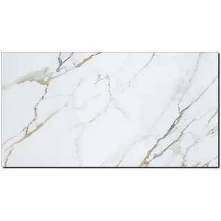 AMON Wand-Paneele 60x120cm in Marmor- Granit- Stein-Optik (Carrara Gold) - 1 Stück - Wandverkleidung aus PVC 3mm dick - Küchenrückwand Spritzschutz TV-Rückwand - Wasserdicht Wasserfest