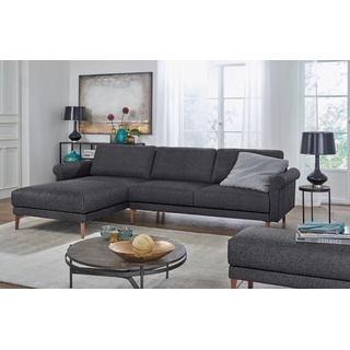 hülsta sofa Ecksofa hs.450, Armlehne Schnecke modern Landhaus, Breite 282 cm, Fuß Nussbaum grau|schwarz
