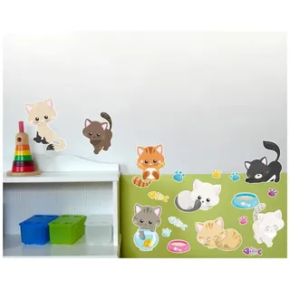 Samunshi® 19x Wandtattoo Süße Katzen Set Wandbilder Kinderzimmer Deko Junge Wandtattoo Kinderzimmer Mädchen Wandsticker Kinderzimmer 2x 16x26cm