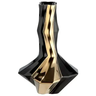 GILDE Dekovase Vase Canto schwarz-gold aus Keramik