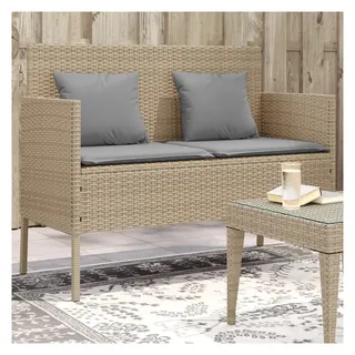 vidaXL Gartenbank mit Kissen Beige Poly Rattan