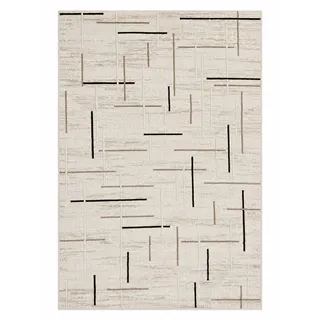 VIMODA Kurzflor Teppich Boho 3D Hoch-Tief-Effekt – Teppich Wohnzimmer & Schlafzimmer,Farbe:Creme;Size:120x170 cm