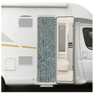 Moritz Türvorhang Flauschvorhang 56 x 185 cm weiss/silber/grün meliert, Chenille Vorhänge Camping Türvorhang Wohnwagen Wohnmobil Zubehör