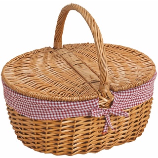 Spetebo Picknickkorb Picknickkorb aus Weide mit Deckel - 40 x 30 cm (Inhalt, 1 St., Korb aus Weidengeflecht), stabile Qualität - lange Haltbarkeit - Deckel zweigeteilt klappbar beige