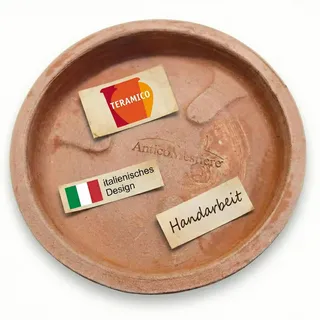Teramico Blumentopf Terrakotta Pflanzgefäß Liscio Toscana limoni Toscana -Italienische Handarbeit- 25cm - 40cm ABSOLUT FROSTFEST Italienisches Terracotta (Passender Teller, 40cm)