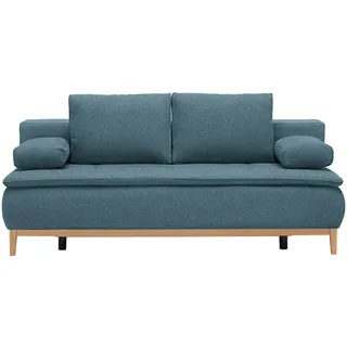 Carryhome Boxspringsofa, Türkis, Holz, Buche, massiv, 2-Sitzer, Füllung: Schaumstoff, 202x78-93x100 cm, Stoffauswahl, Schlafen auf Sitzhöhe, Wohnzimmer, Sofas & Couches, Schlafsofas, Schlafsofas mit Bettkasten