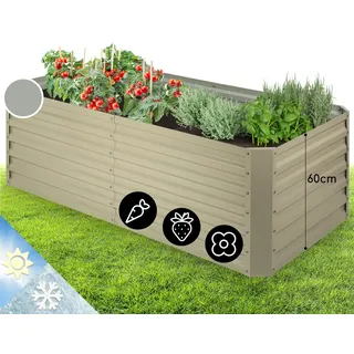blumfeldt Hochbeet aus Metall, Wetterfestes Stahlblech-Hochbeet für Balkon & Garten, Rostfreies Freistehende Hochbeete 180x60x90 cm, 970L Pflanzkübel Groß für Blumen, Obst, Gemüse