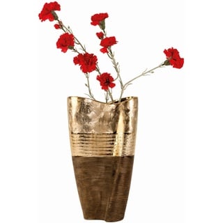 Moderne und große Deko Vase Blumenvase aus Keramik Gold/braun Höhe 35 cm