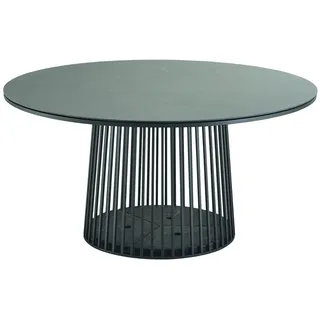 Solpuri Tisch Grid Gartentisch Aluminium 150 cm rund 301 - weiß 436 - HPL volcano anthracite