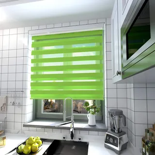 interGo Doppelrollo Klemmfix Ohne Bohren, B60cm x H150cm Duo Rollo mit Aluminium Kassette, Seitenzugrollo Easyfix für Fenster & Türen - Grün