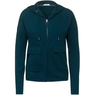 Cecil Damen T-Shirt Jacke mit Taschen Atlantic Green M Langärmliges Oberteil, Oberteil, Kapuze, Ohne Muster