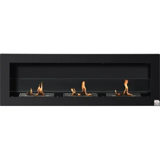 Bioethanol-kamin Wand & Einbau 120x15x40 Cm, Wandkamin Aus Edelstahl Mit 3 Brennern (3l) & 3h Brenndauer, Ethanol-kamin Für Wohnzimmer - Schwarz